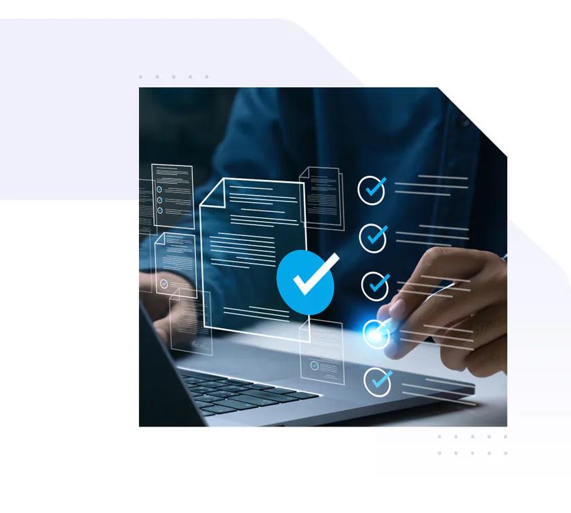 A learner reviewing certification icons on a laptop